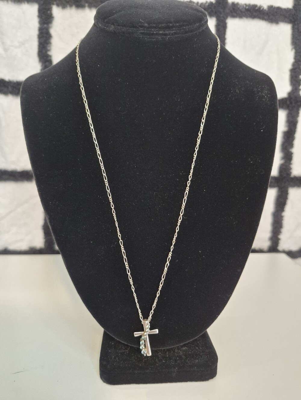 925 Sterling Silver Reversible Gemstone Cross Necklace